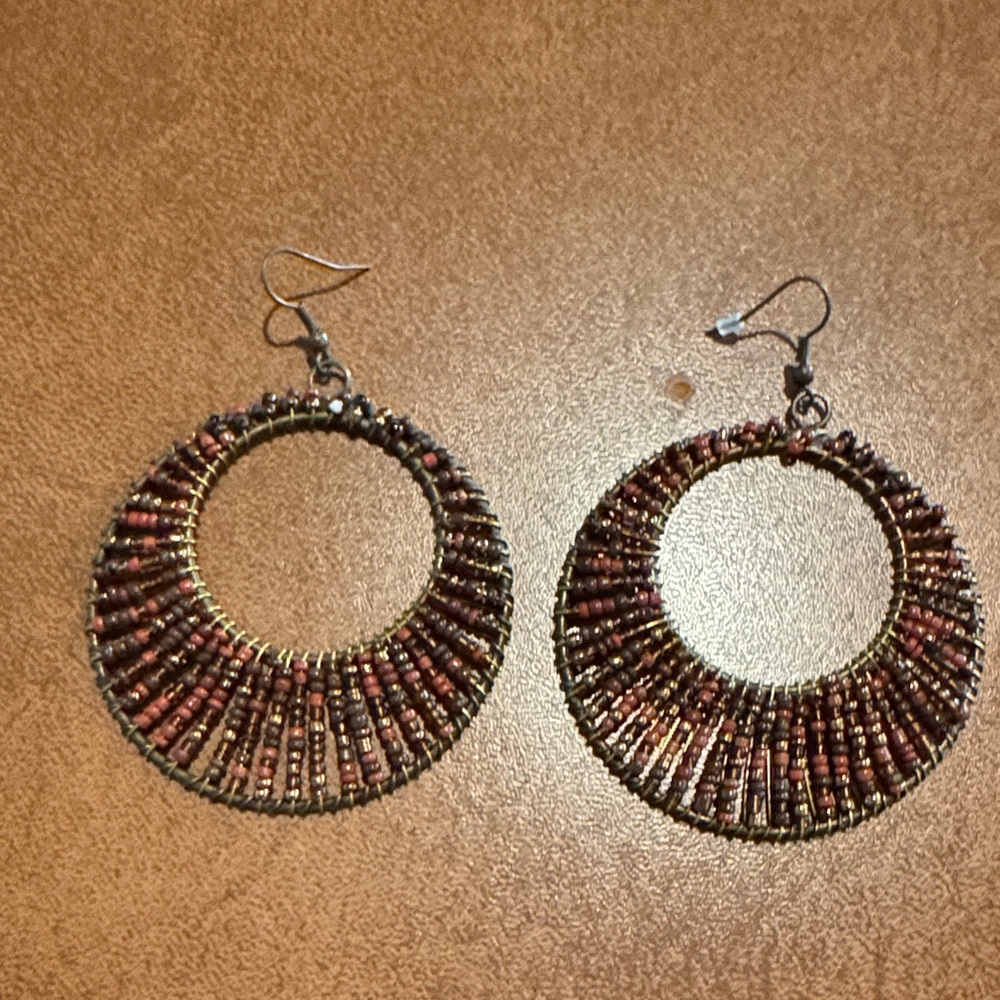 Elegant Beaded Hoop Earrings